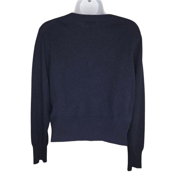 J. Crew Navy Blue Cashmere shrunken crewneck sweater Size Large - Picture 3 of 6
